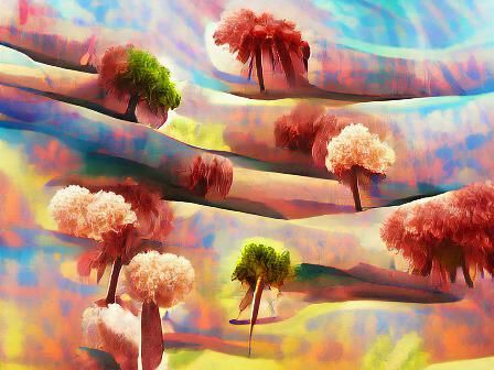 Detailed Digital Painting of Summer Trees