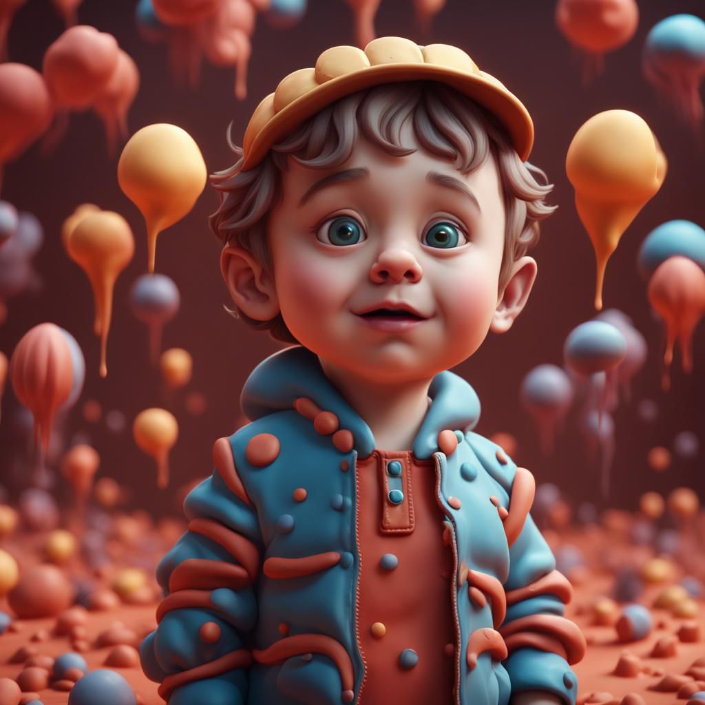 Plasticine Boy: Detailed Matte Painting in Deep Color