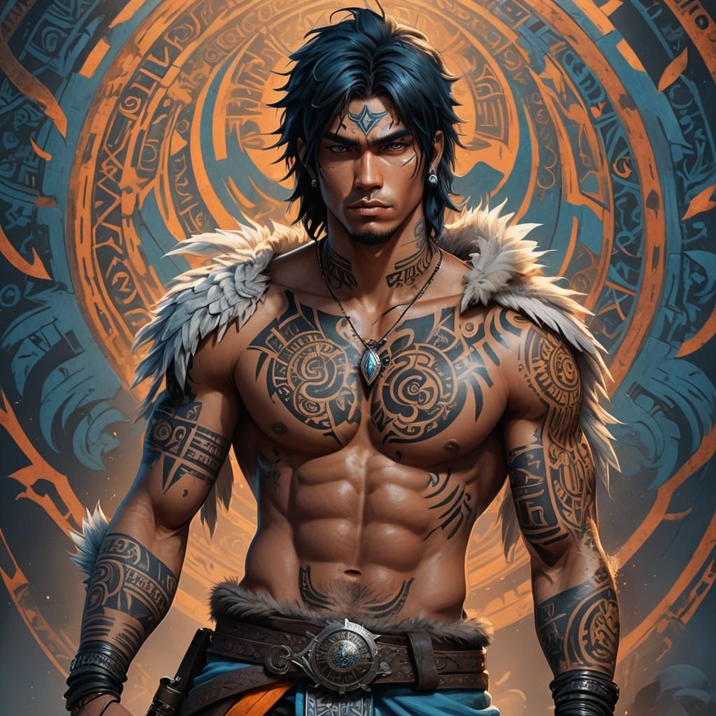 Anime Tribal Warrior Concept Art