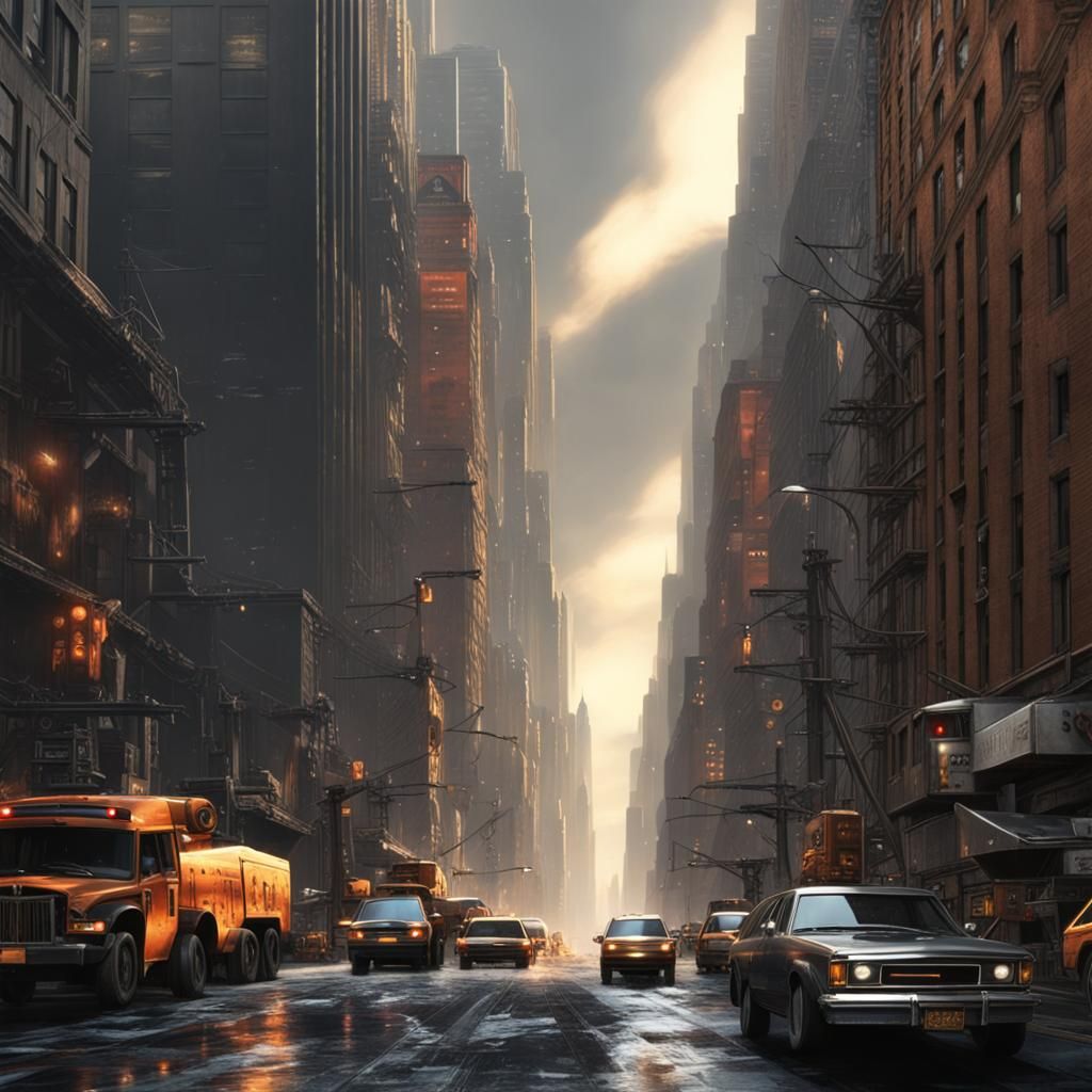 New York Streets in Hyperrealistic Style