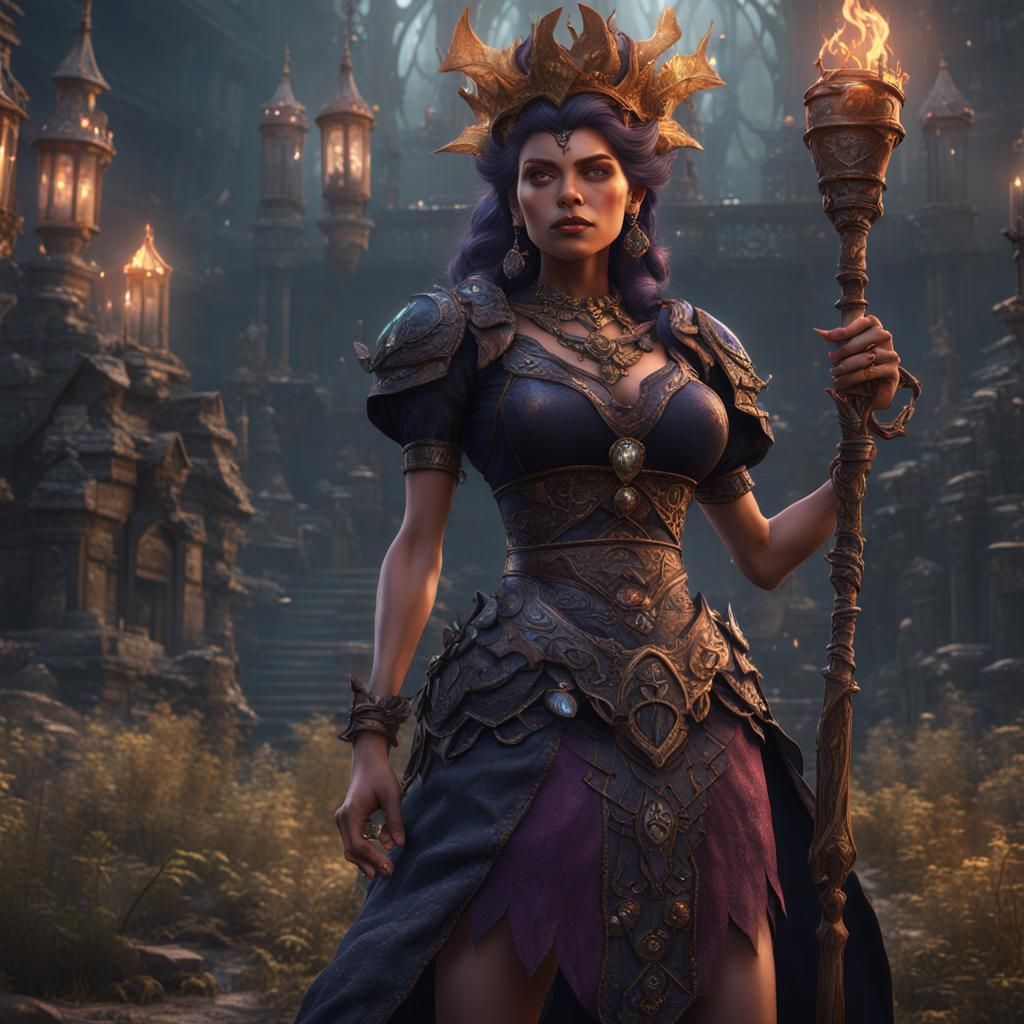 Detailed Matte Painting of a Fantasy Witch Queen