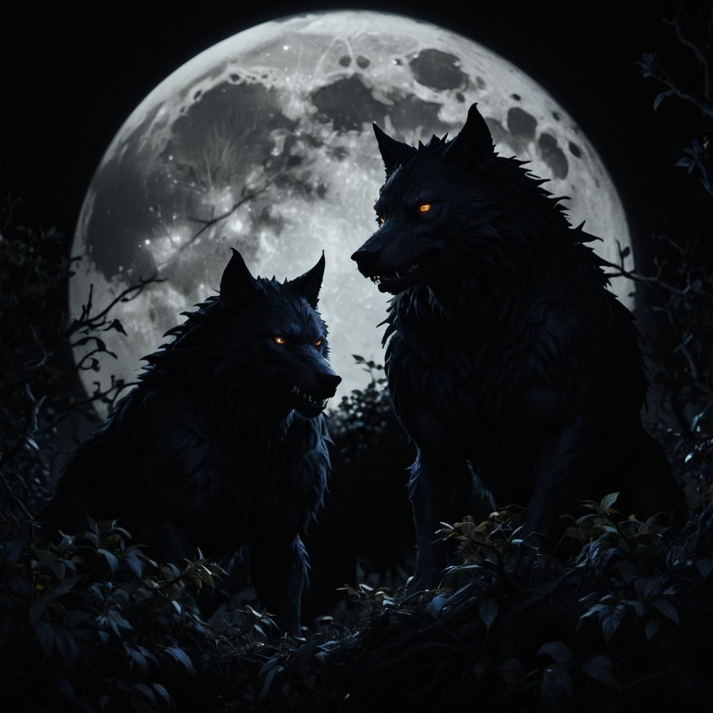 Werewolves in the dark bushes at night 2