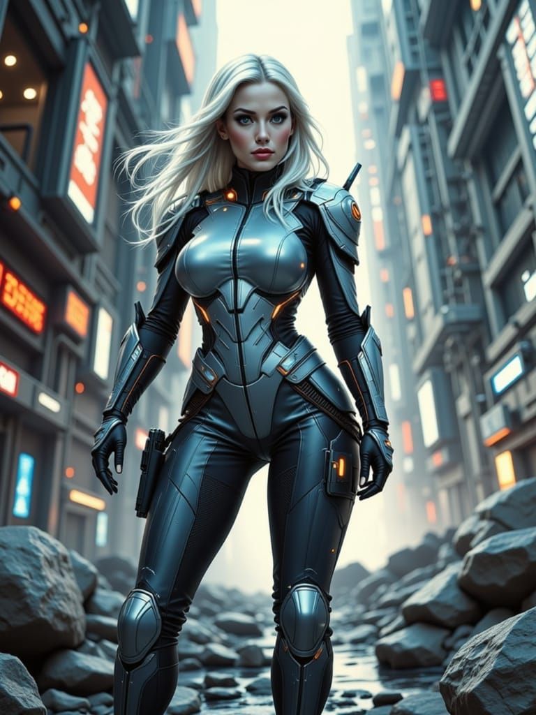 Cyberpunk Witch Strikes Pose in Urban Decay