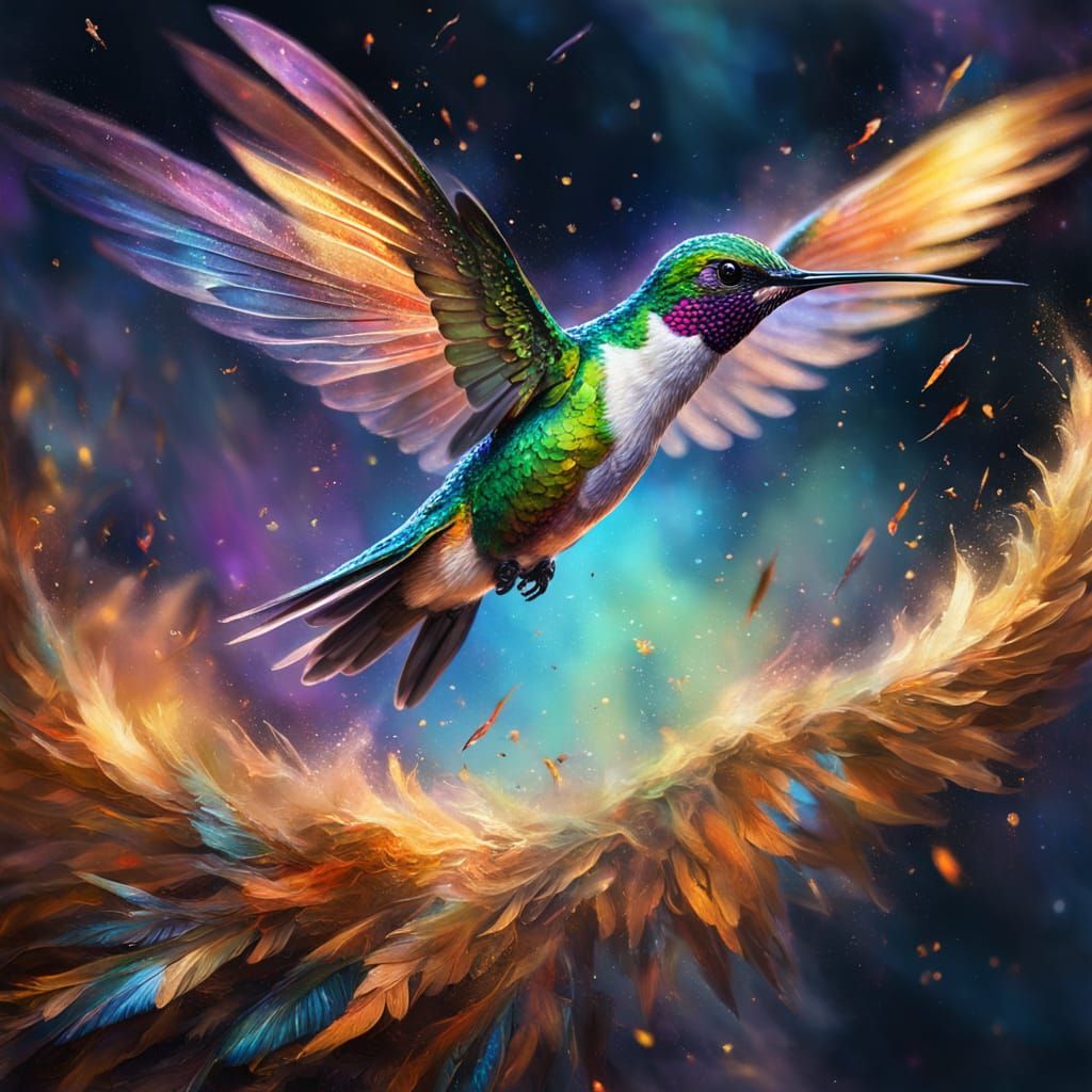 Vibrant Hummingbird in Ethereal Flight
