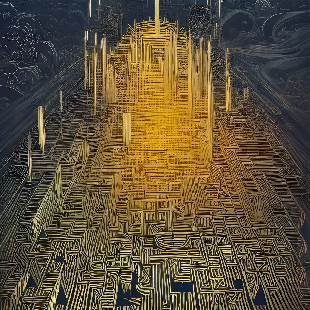 Aerial View of Intricate Golden Maze
