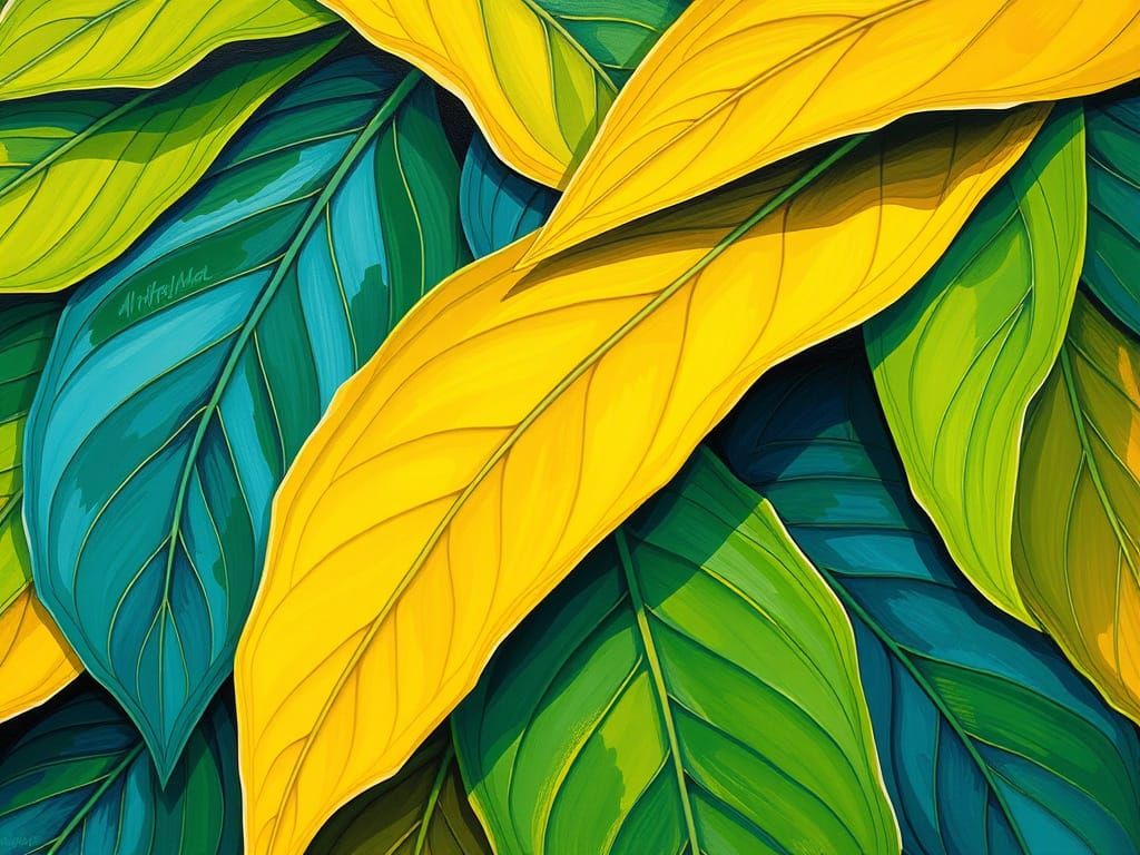 Botanical Leaves in Acrylic Style
