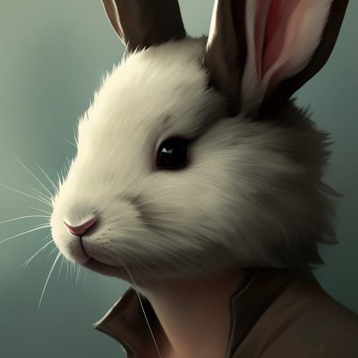 Cute Bunny Portrait in Hyperdetailed Digital Art Style