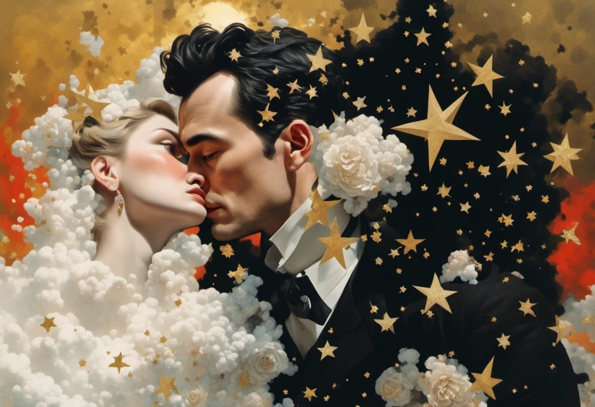 Macabre Starry Night Collage Art Illustration