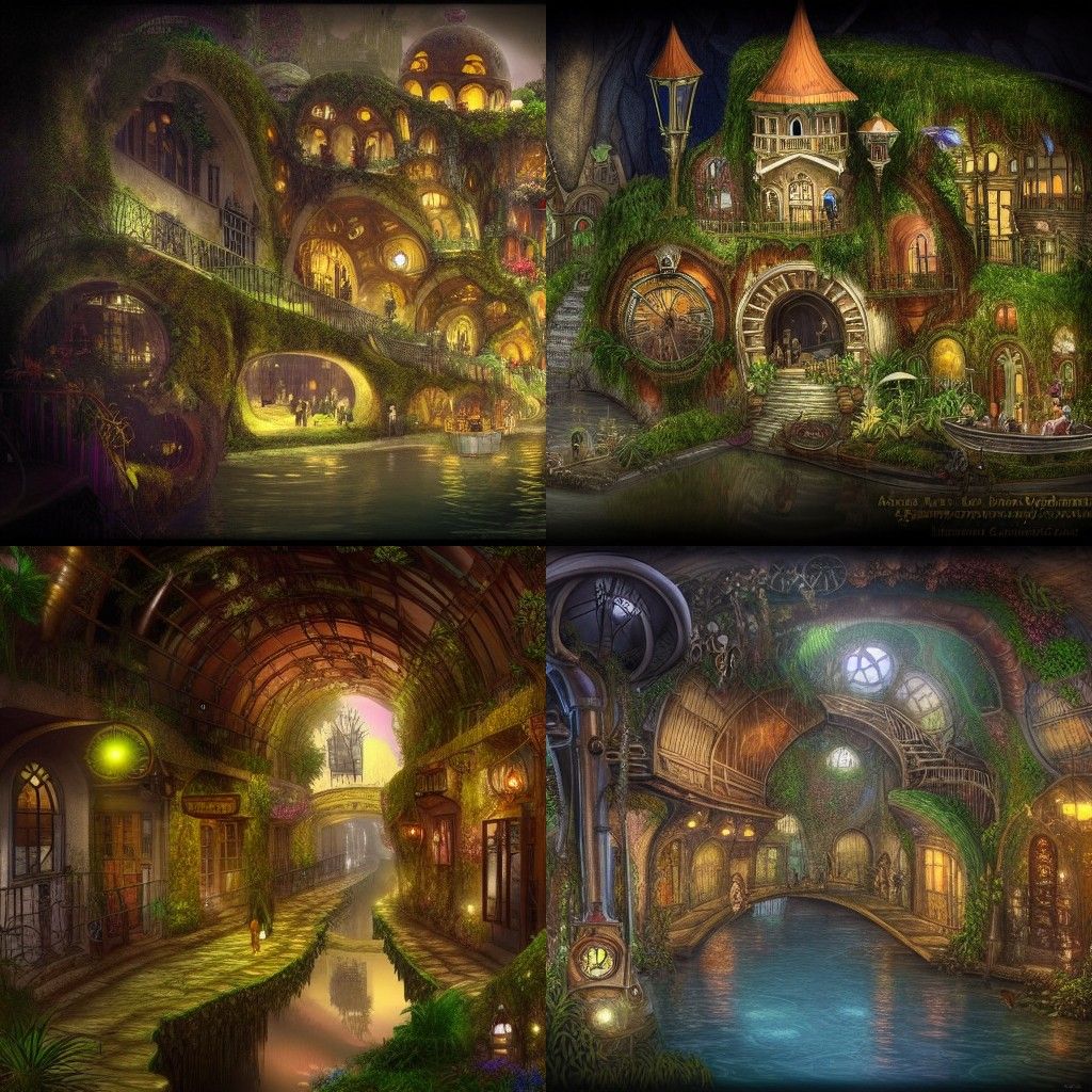 Steampunk Venice in Subterranean Cave