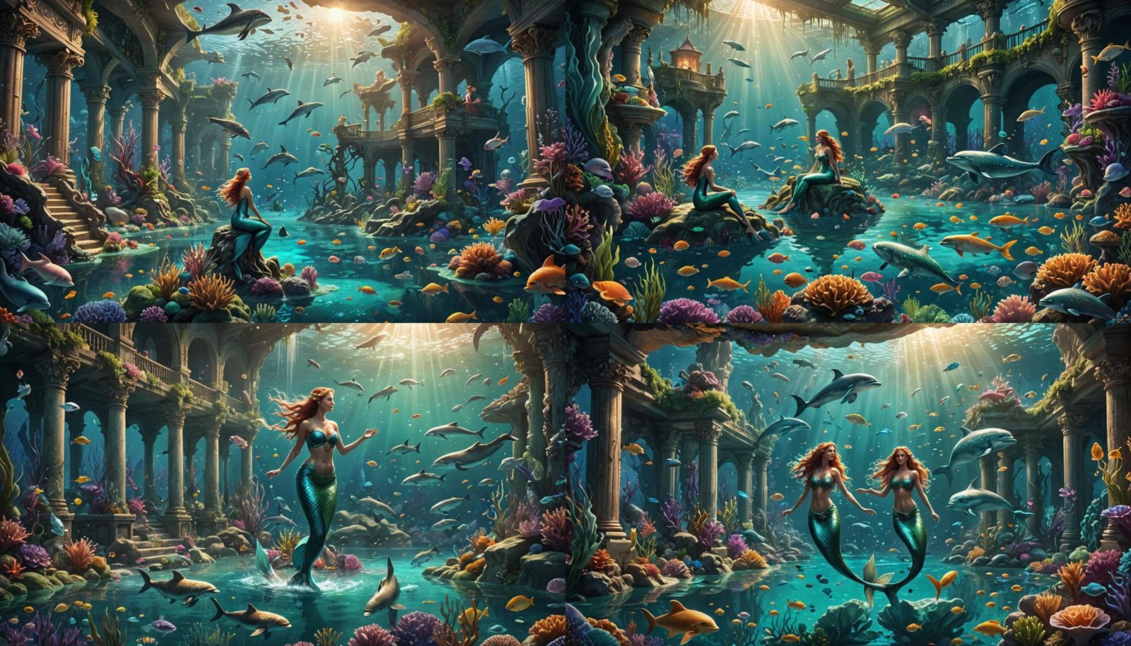 Enchanting Mermaids in a Magical Lagoon: Fantasy Art