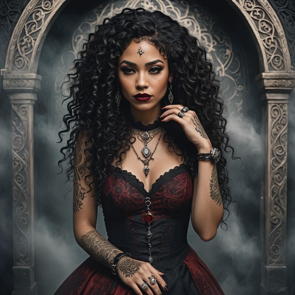 Enigmatic Mixed Race Wizard in Gothic Attire