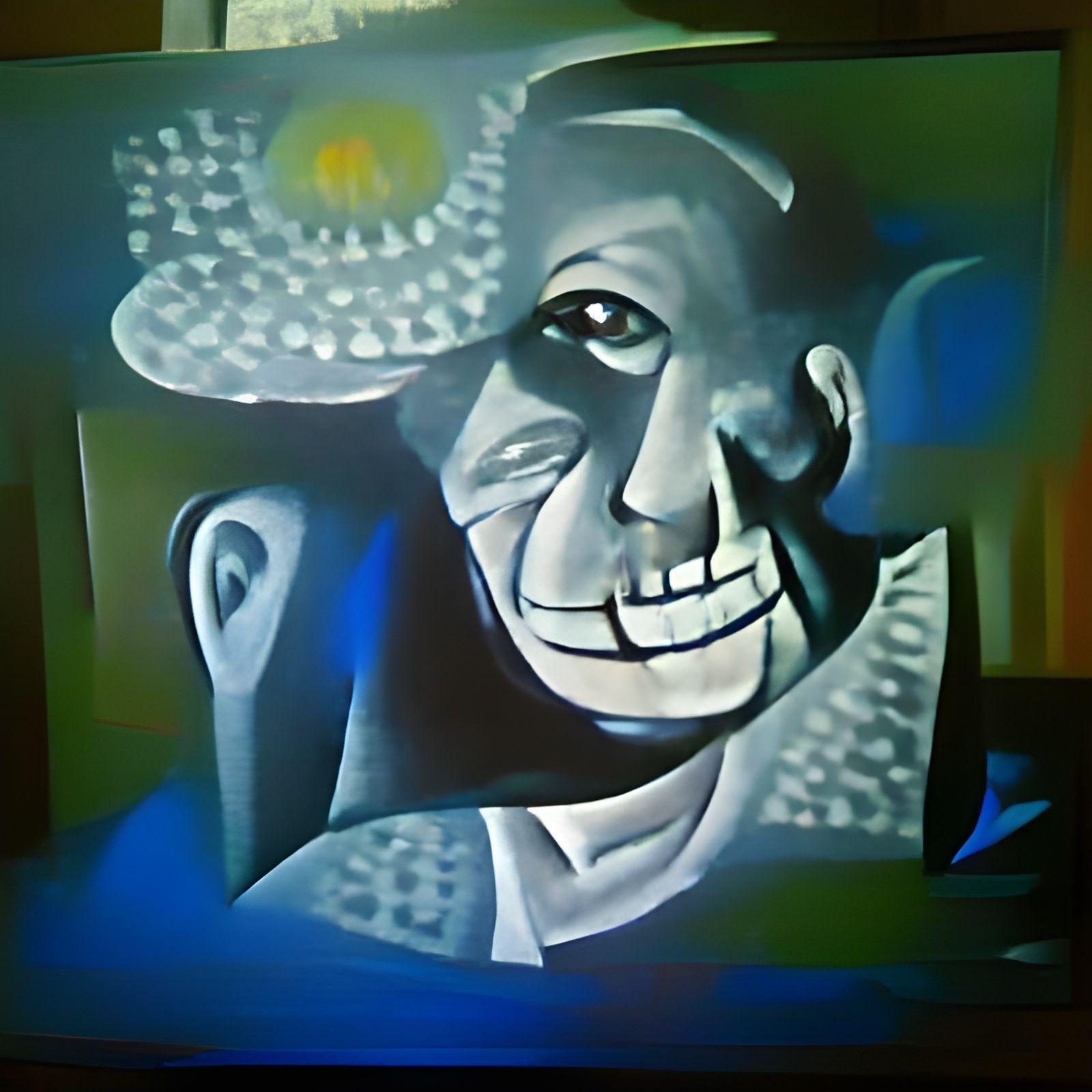 Smiling Portrait in Film Noir Style