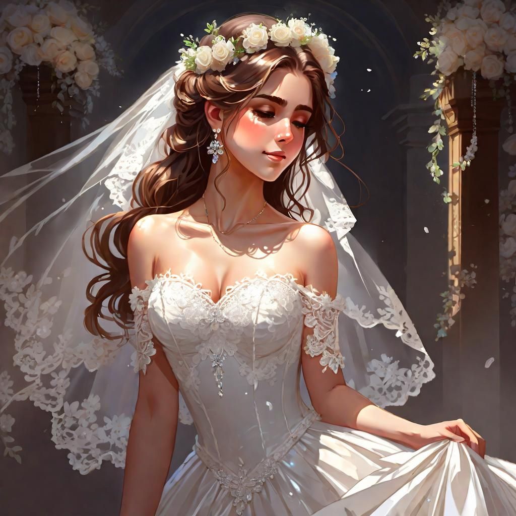 Lacy Bride with Bare Shoulders, as Speedpaint