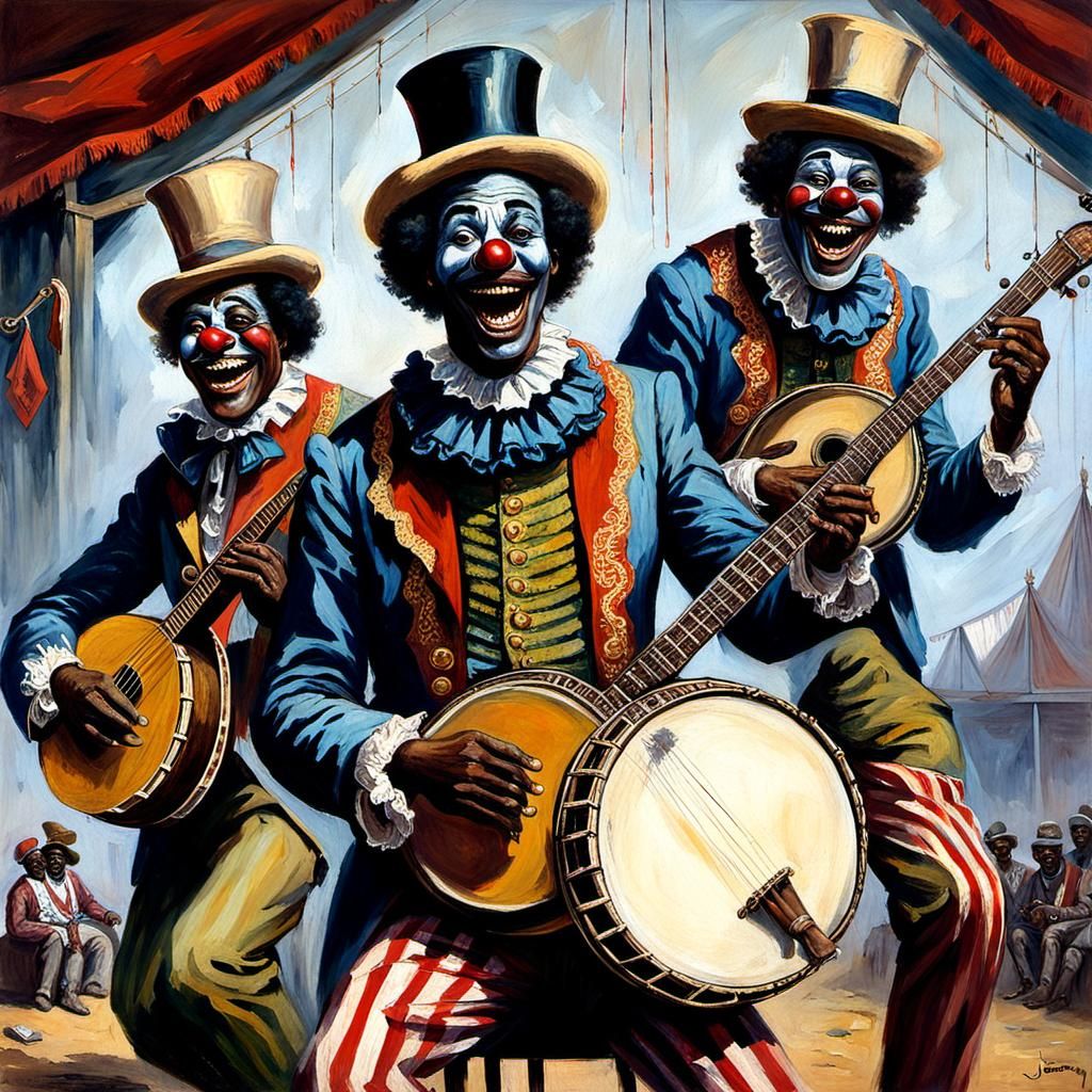 Blackface Minstrels Playing Banjos in the 1840's
