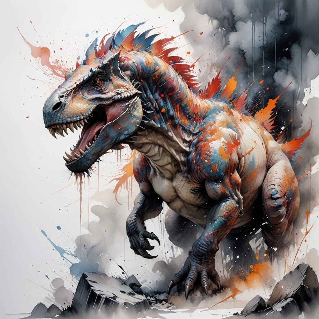 Tyrannosaurus Rex in Storm, Dramatic Cinematic Art