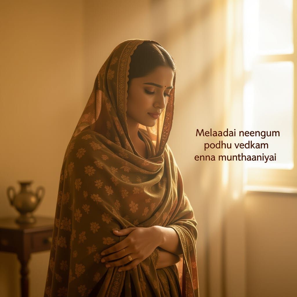 Emotional South Asian Woman in Softly Lit Room