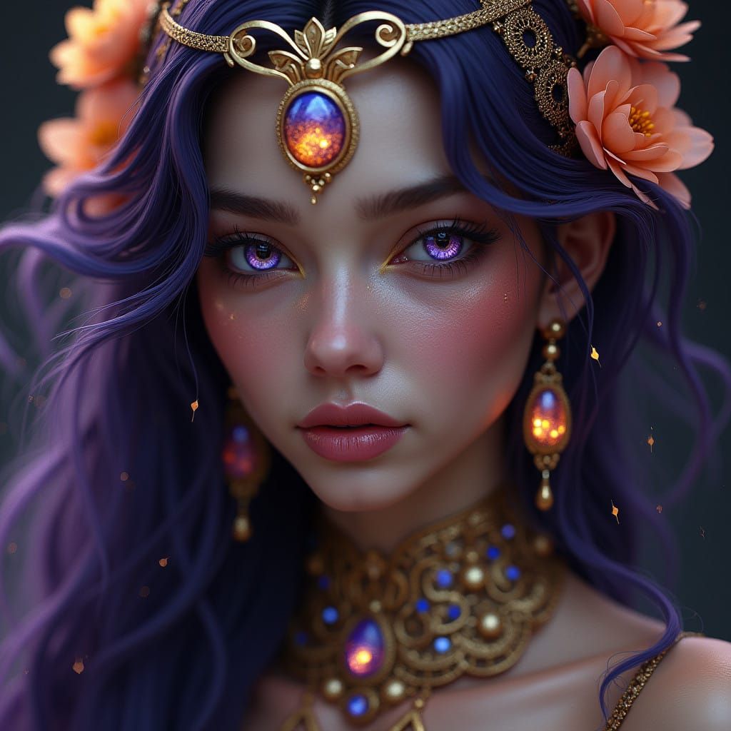 Enigmatic Woman in Futuristic Beauty