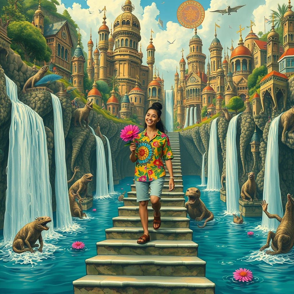 Floating Water City with Psychedelic Architecture