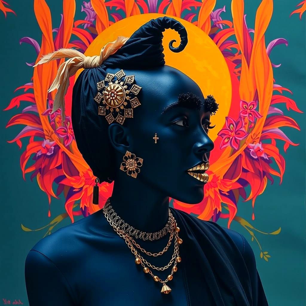 Psychedelic Garden Dream with Cosmic Mystery