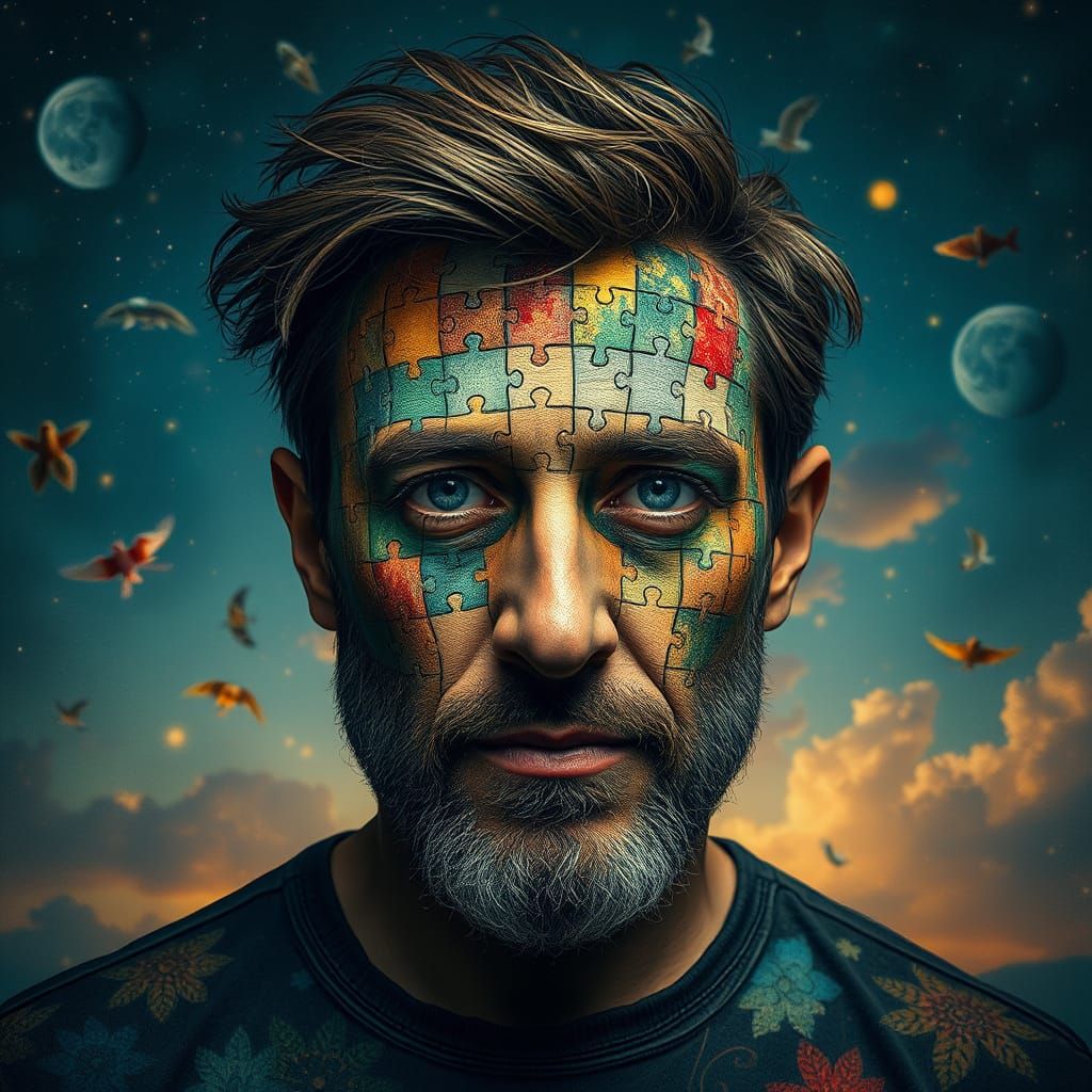 Surreal Collage Art: Cosmic Transformation and Resilience