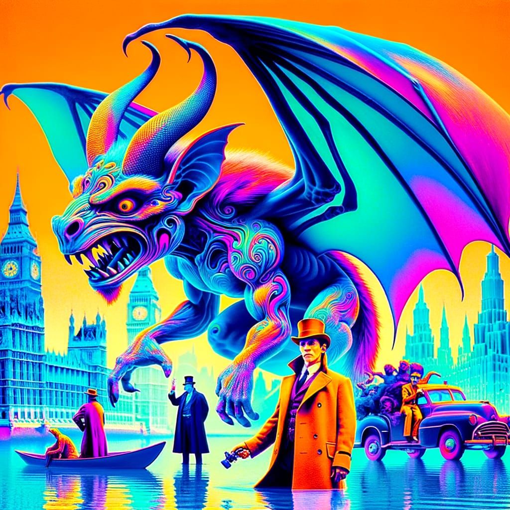 Surreal Underwater City Scene with Chimeric Creature