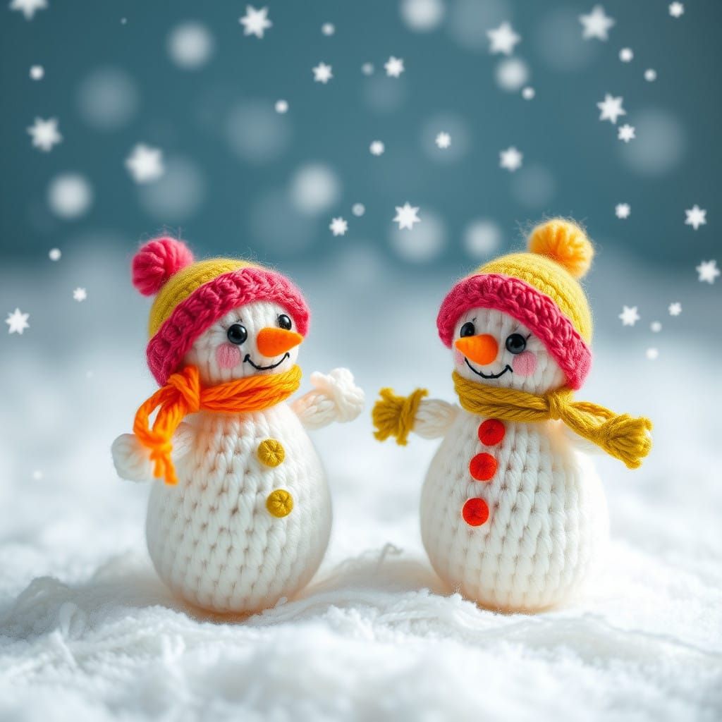 Whimsical Miniature Snowmen in Winter Wonderland