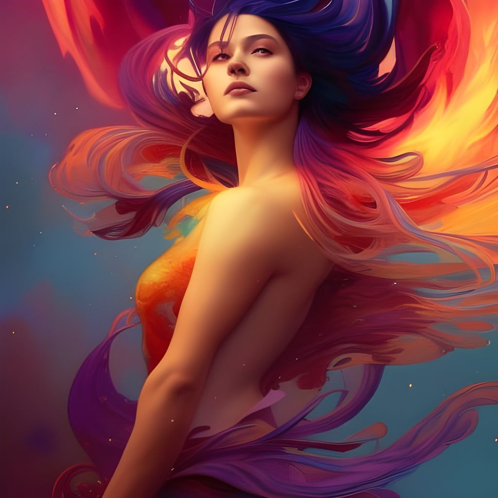 Cosmic Phoenix: Dramatic Digital Art Portrait