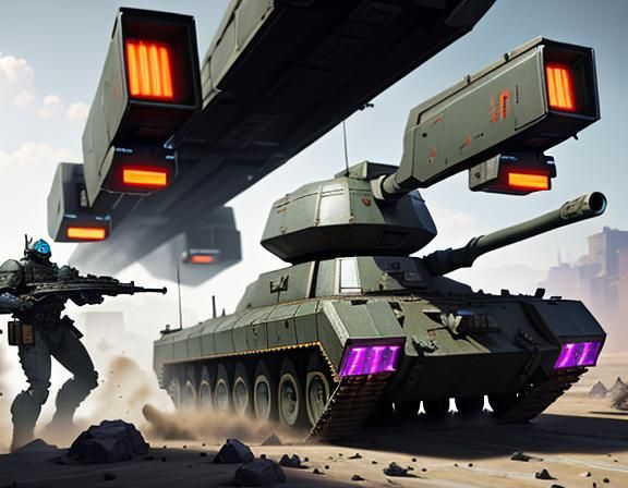 Synthwave Serbian Tank in Fierce Battle, 8K Art