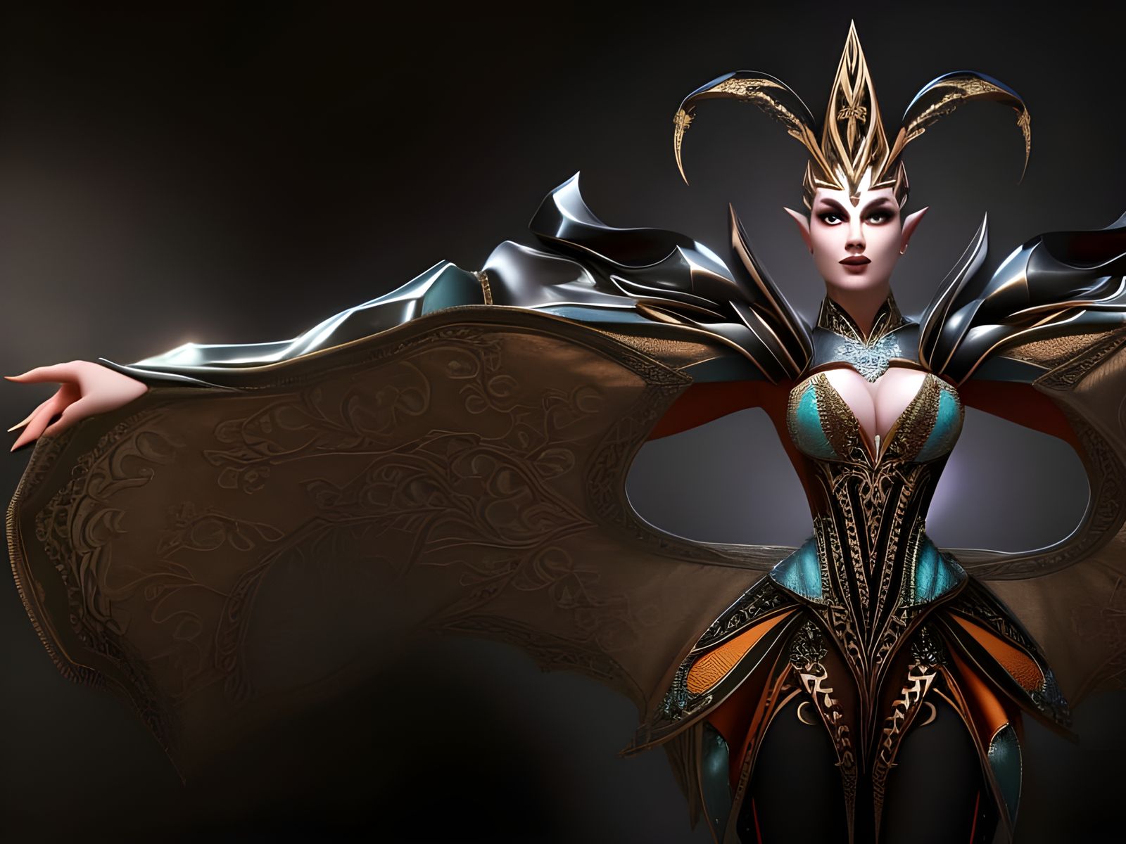 Hyperrealistic Elven Harlequin in 3D