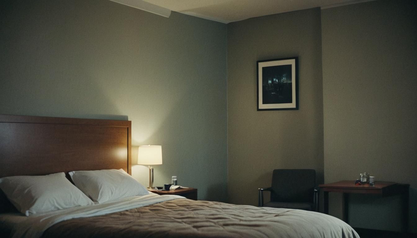 Moody Hotel Room at Night in Cinematic Style