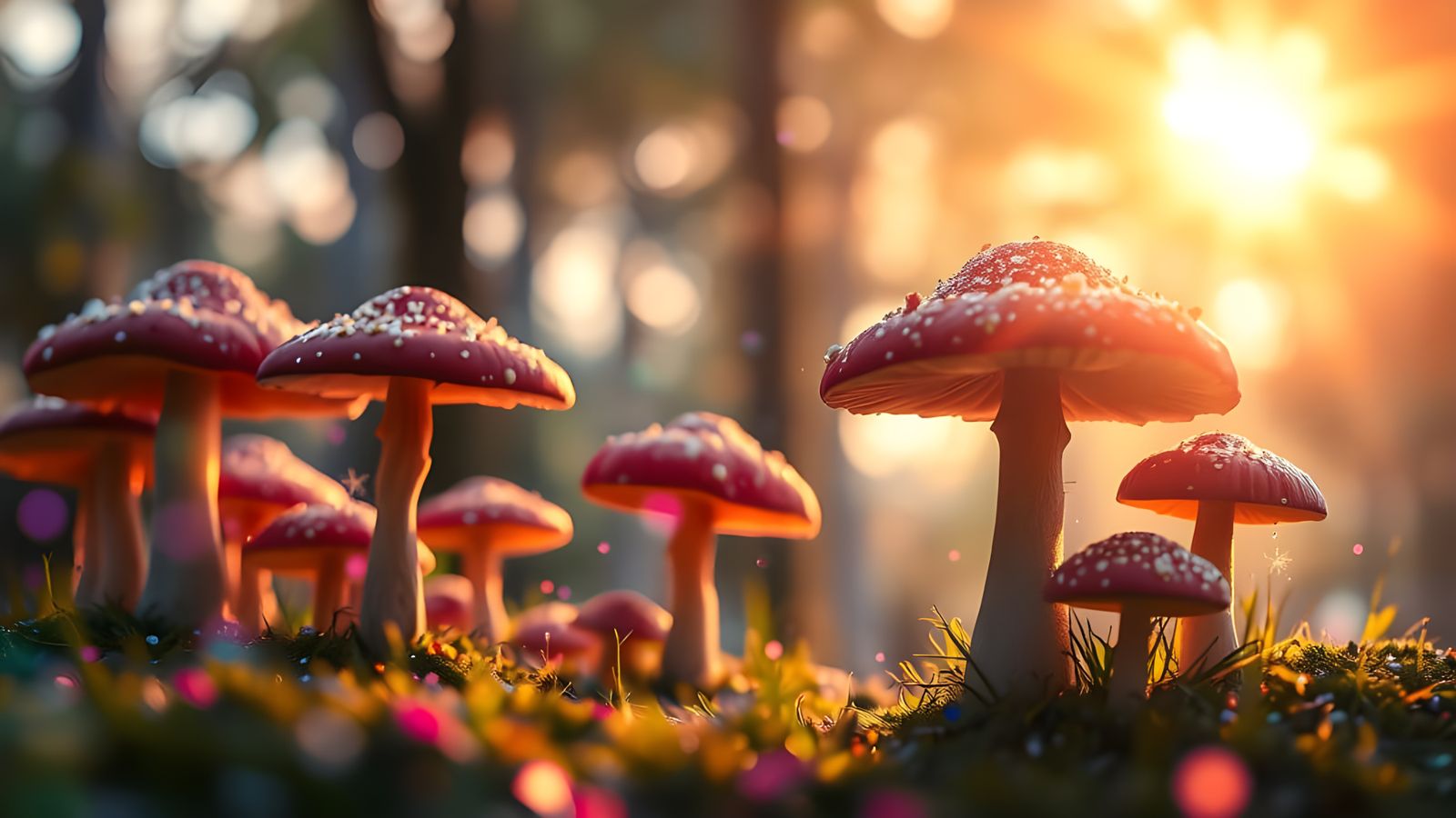 Whimsical Mushroom Forest in Ethereal Light