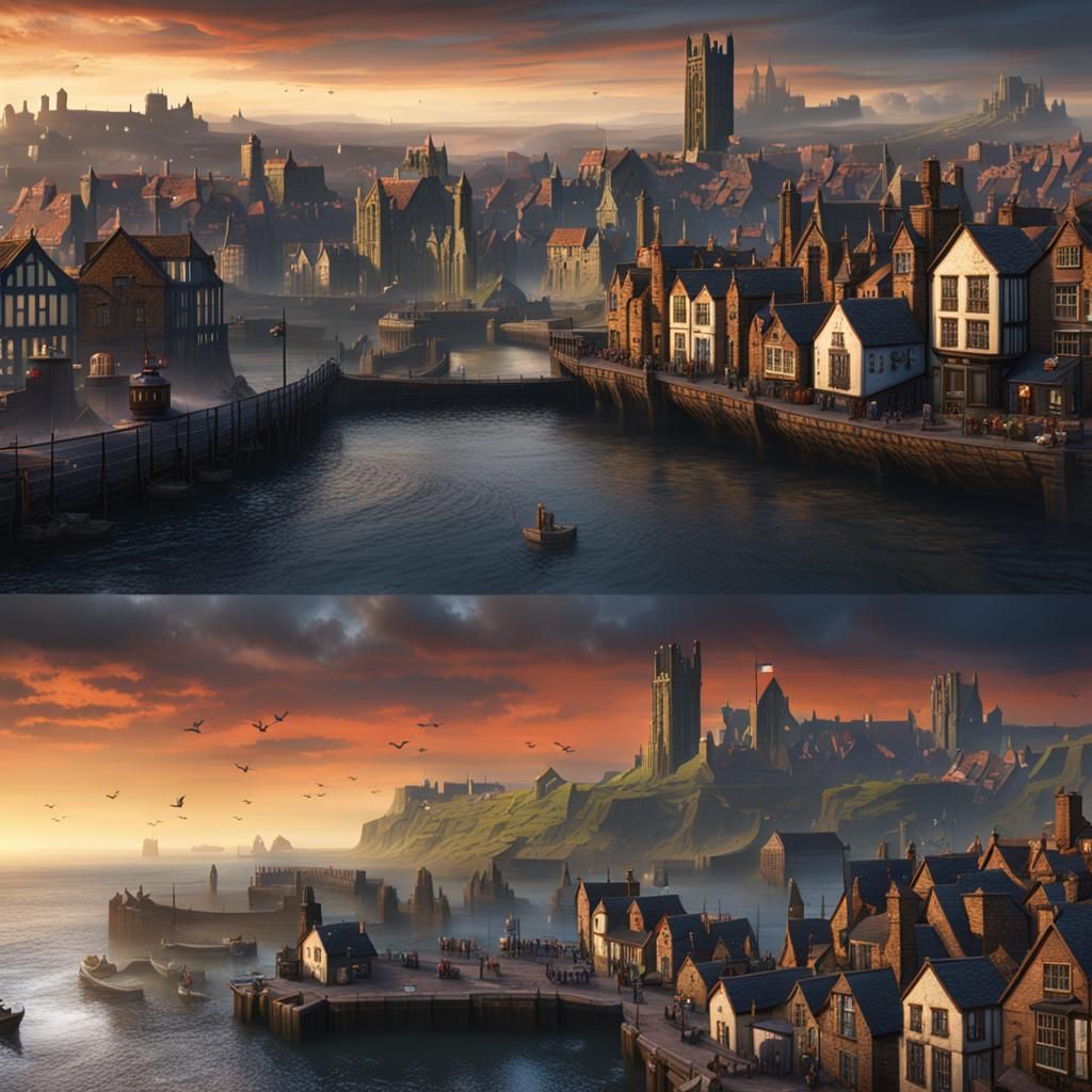 Whitby Skyline Fantasy Concept Art in Deep Color