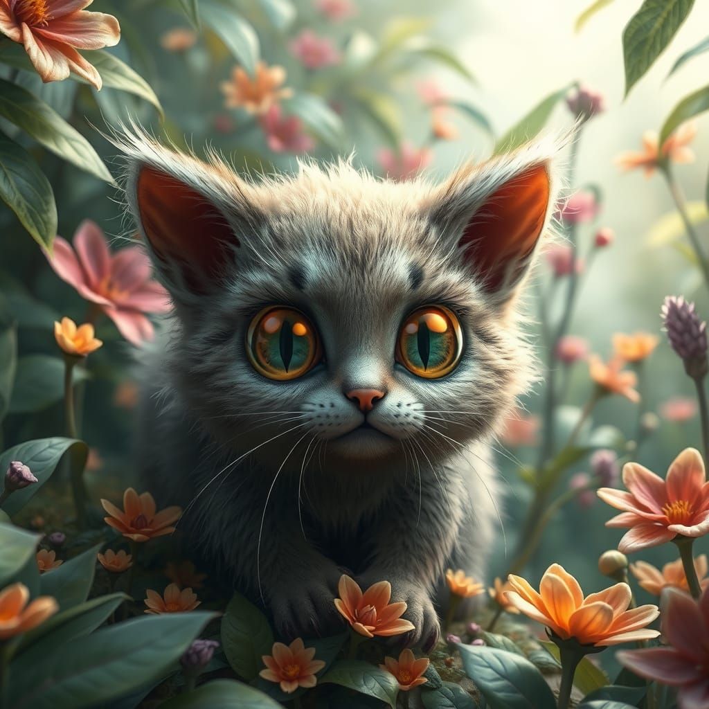 Fuzzy Cat-Caterpillar Hybrid in Botanical Garden