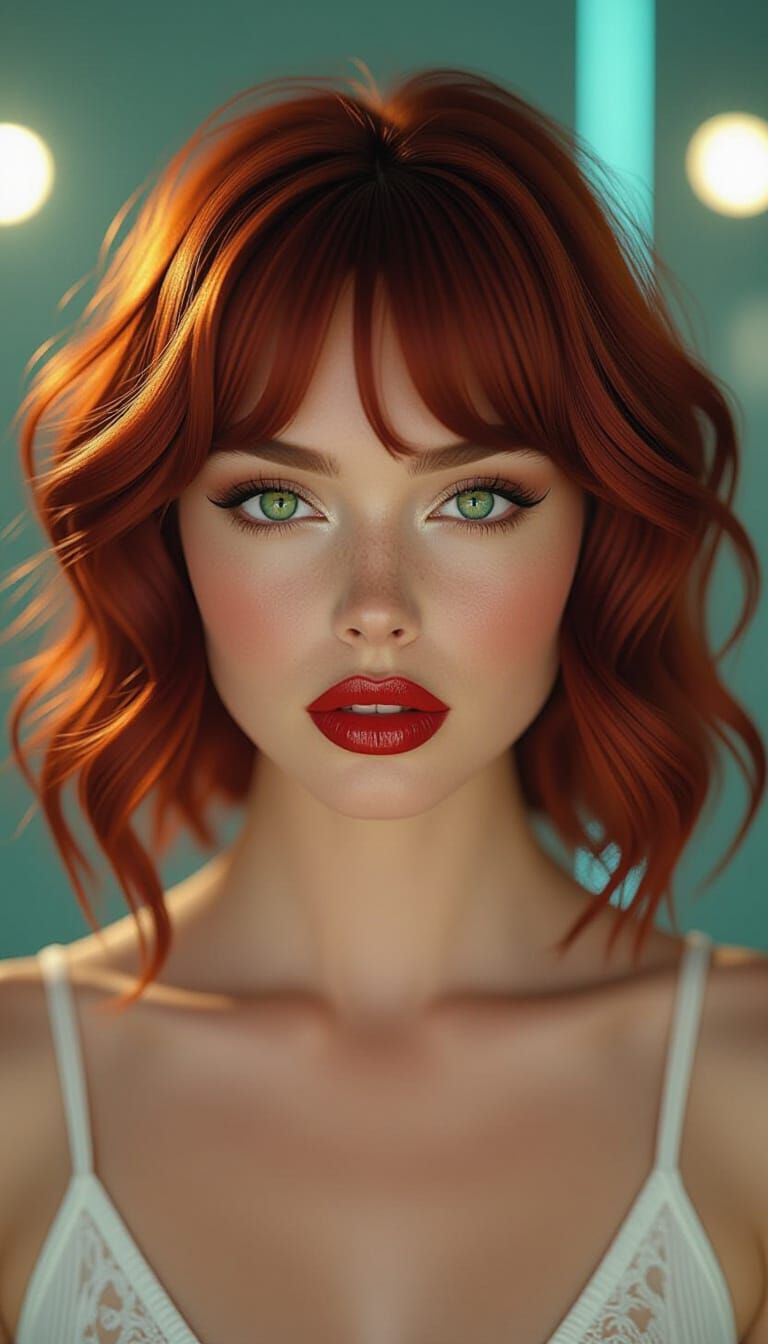 Cinematic Portrait of Woman with Burgundy Hair