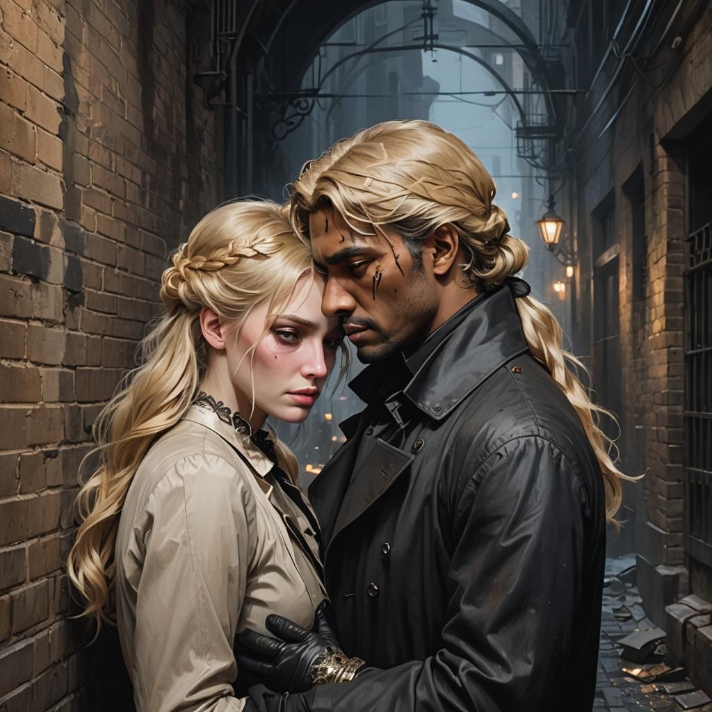 Victorian Women Confronted in Dark Alley