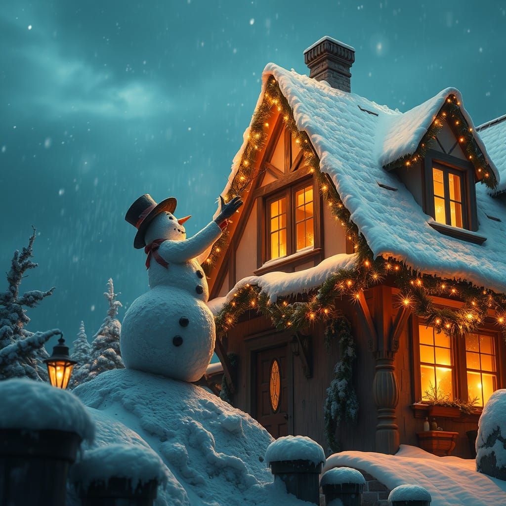 Epic Christmas Snowman Unravels Dramatic Winter Scene