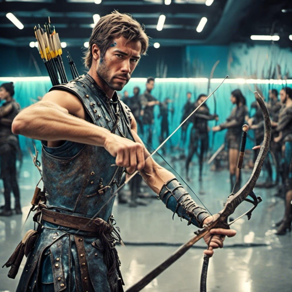 Vibrant Synthwave Archery Scene