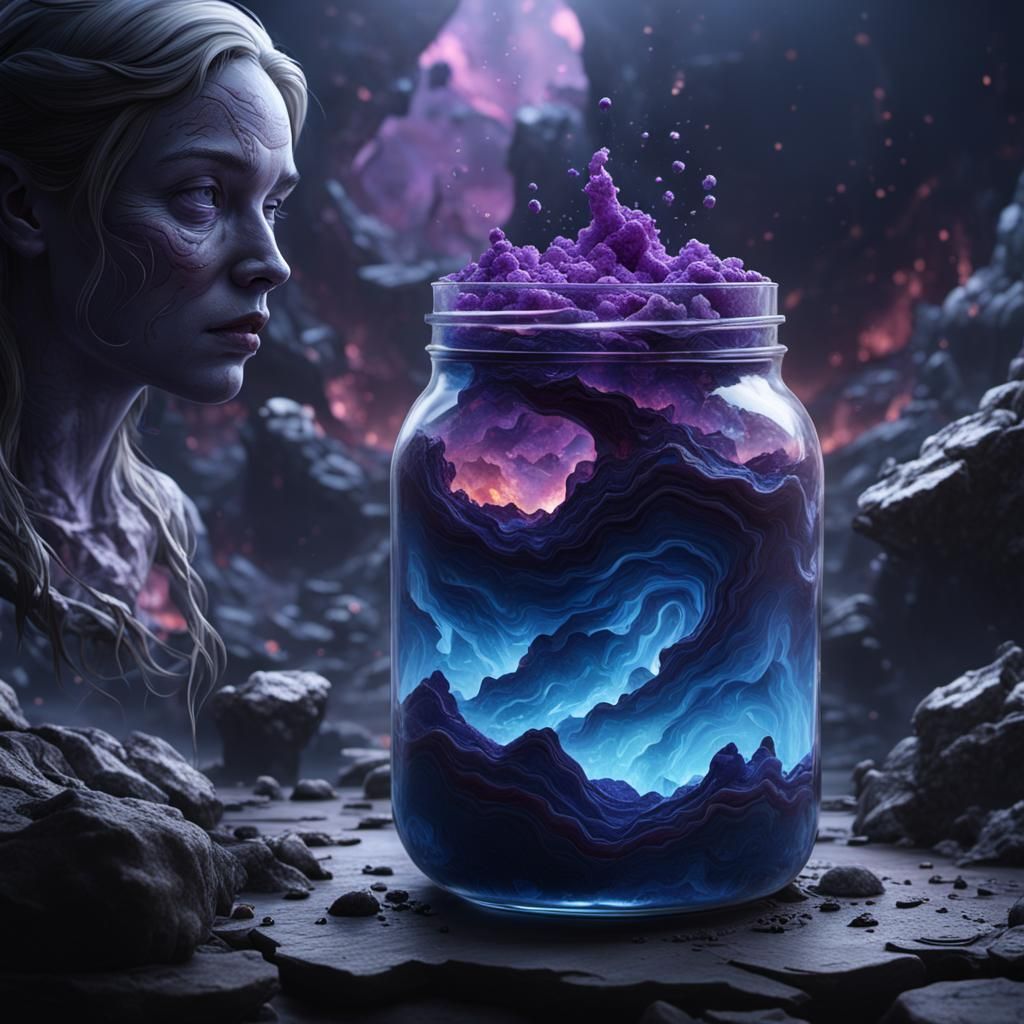 Mason Jar of Lava: Fantastical Digital Art