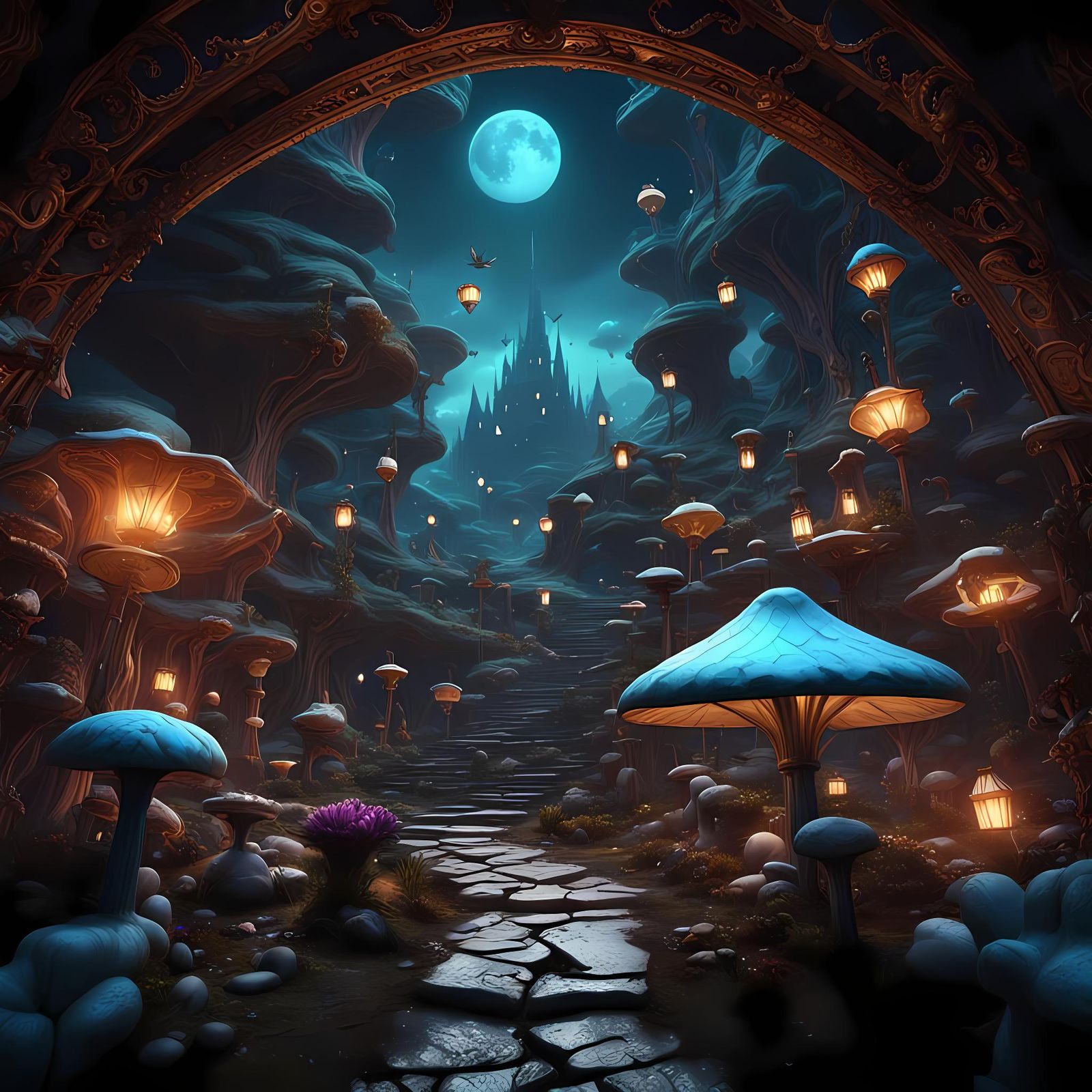 Alice in Wonderland on Dark Planet, Digital Painting
