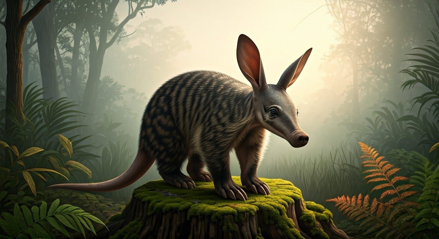 Vintage Zoological Illustration of a Young Aardvark