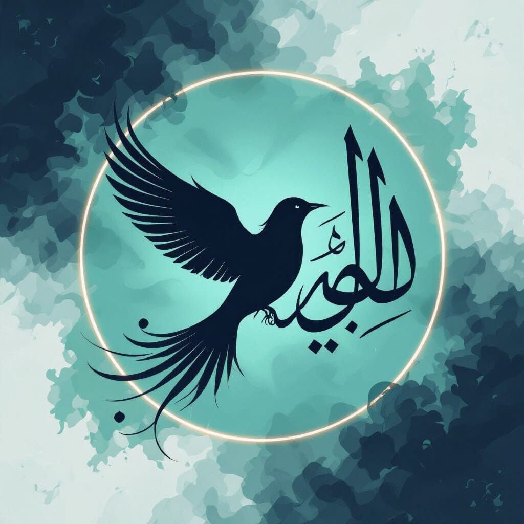 Arabic Calligraphy Skylark Silhouette
