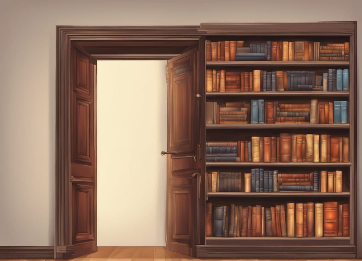 Bookshelf with Secret Door in Vector Style
