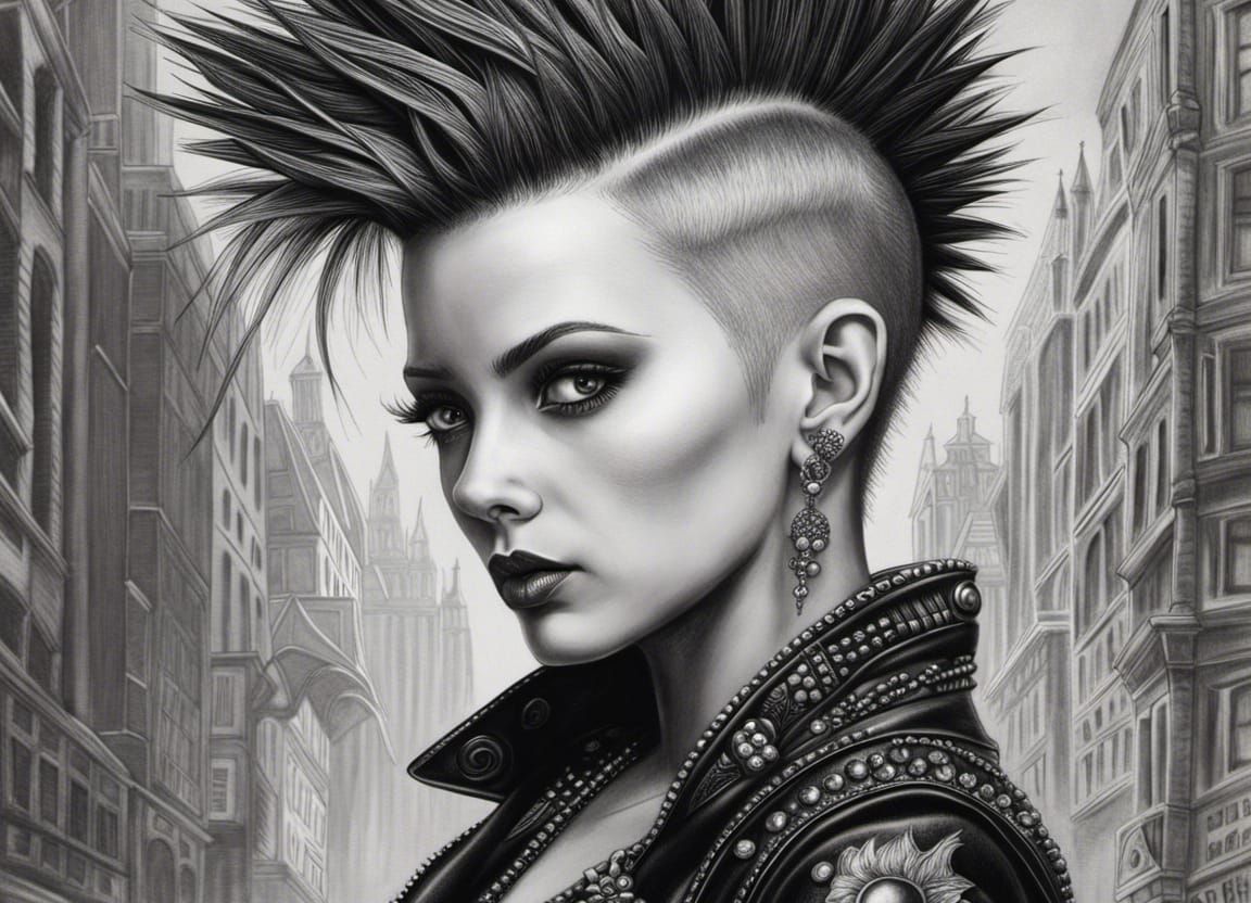 punk girl with mohican hair