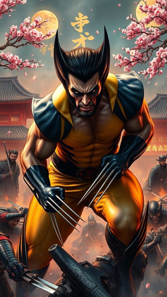 Wolverine Battles Samurai in Fiery Feudal Japan