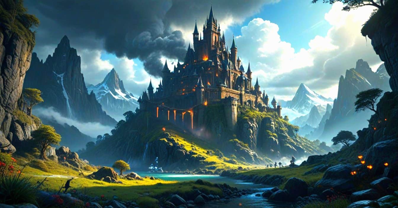 Epic Castle of Unity in Vibrant Fantasy Landscapes