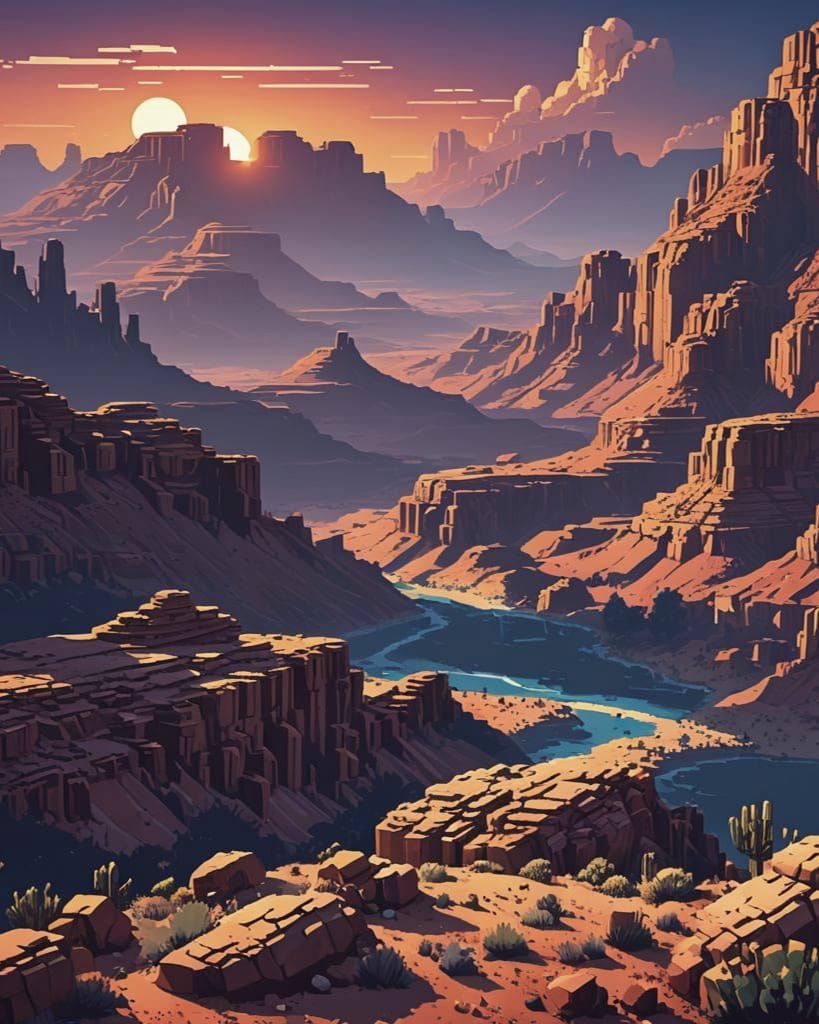 8-Bit Western Landscape: A Retro Video Game Scene