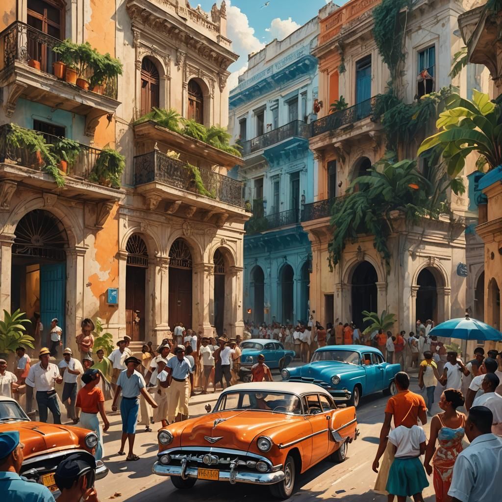 Cubans Celebrate Freedom in Havana: Vibrant Concept Art