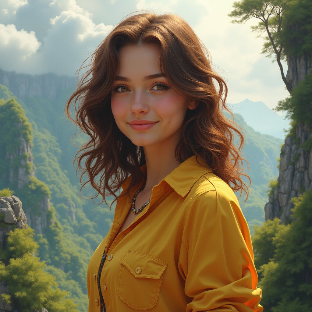 Fantasy Portrait of Woman with Curly Hair in Matte Painting ...