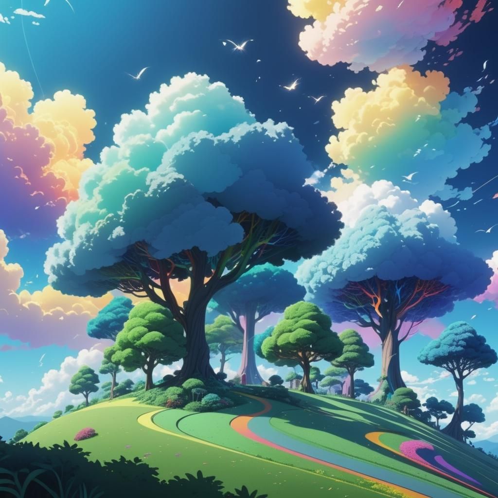 Sunshine and Rainbows: A Ghibli-esque Landscape