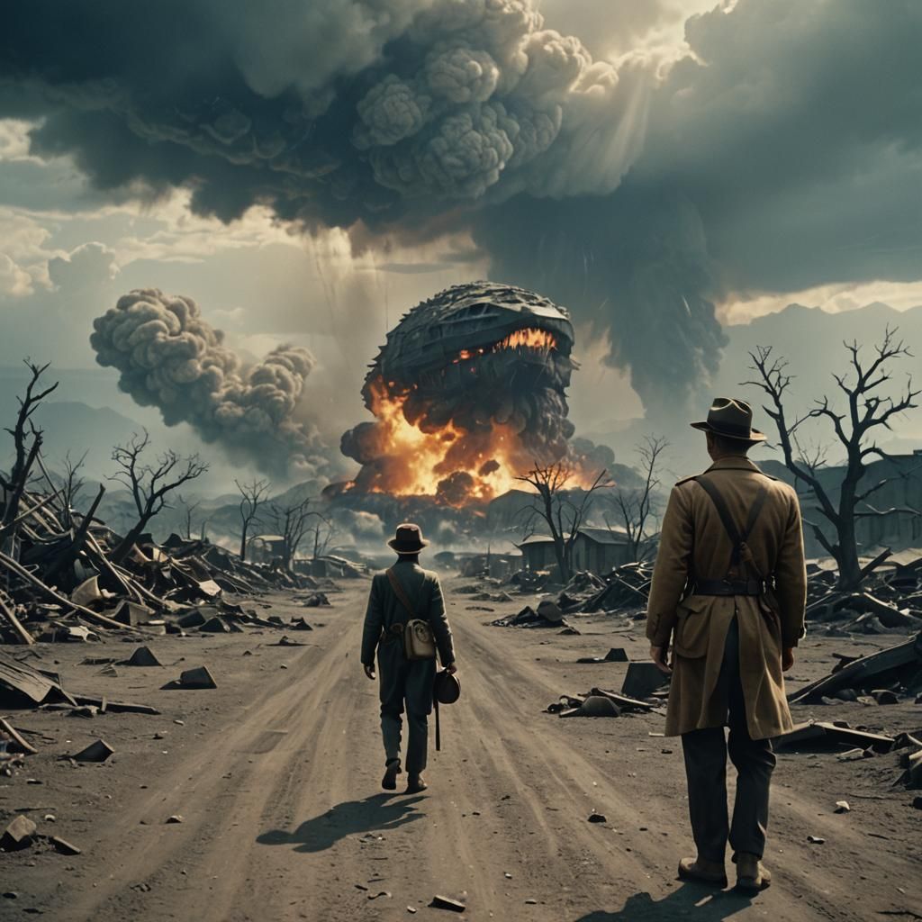 Dramatic 1930s End of the World Film Still